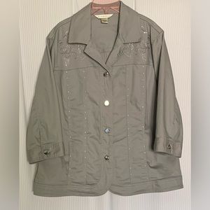 Allison Daley 3/4 Length Sleeve Jacket Lavender Grey Size 18 with Sparkle